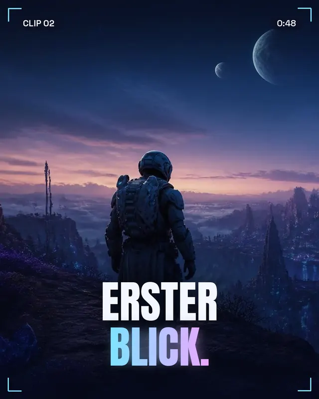 Clip-Cover mit Spielfigur am Abgrund und Titel „Erster Blick.“